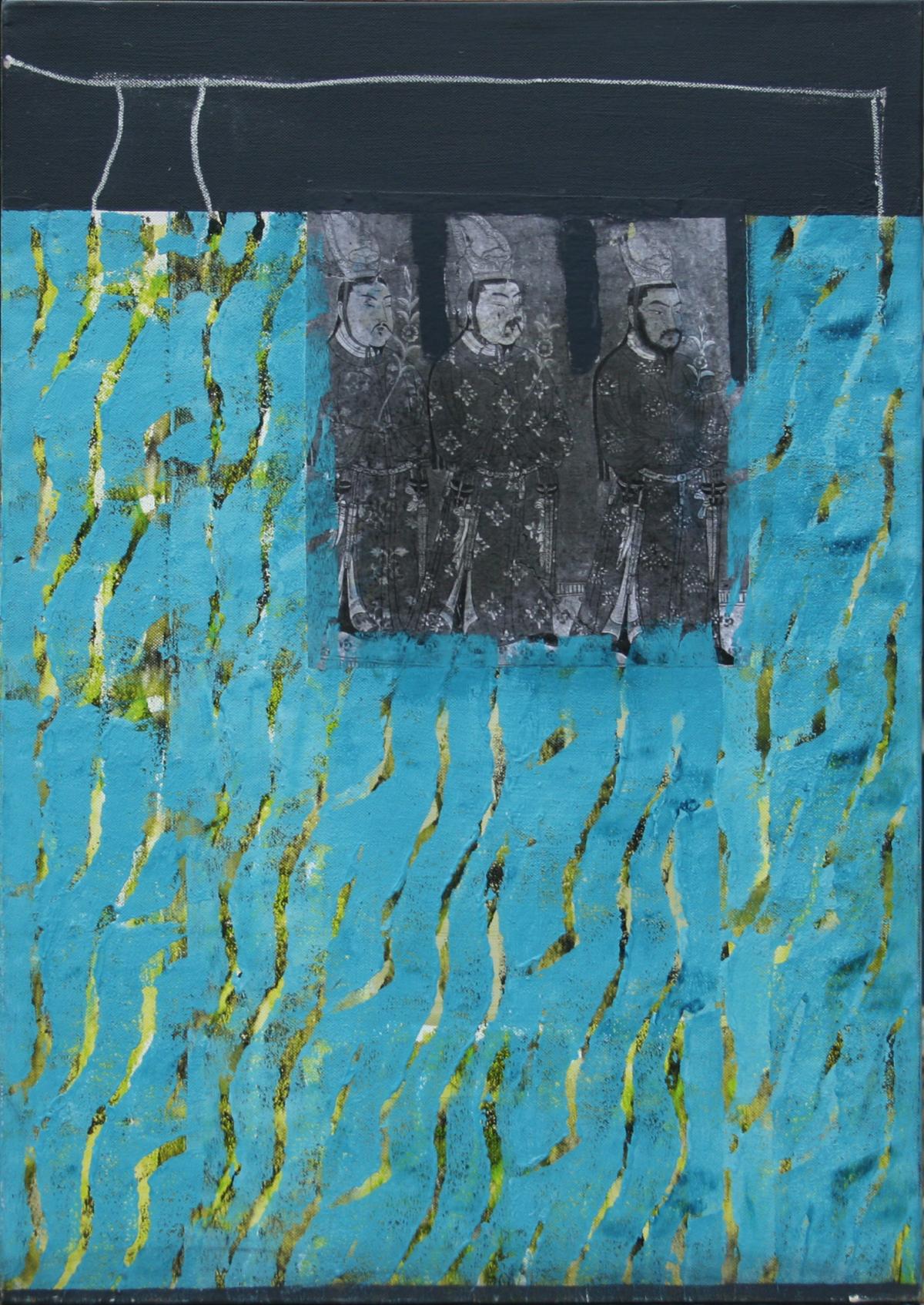 Am großen Fluss 3, 2007, Mischtechnik auf Leinwand, 70 x 50 cm